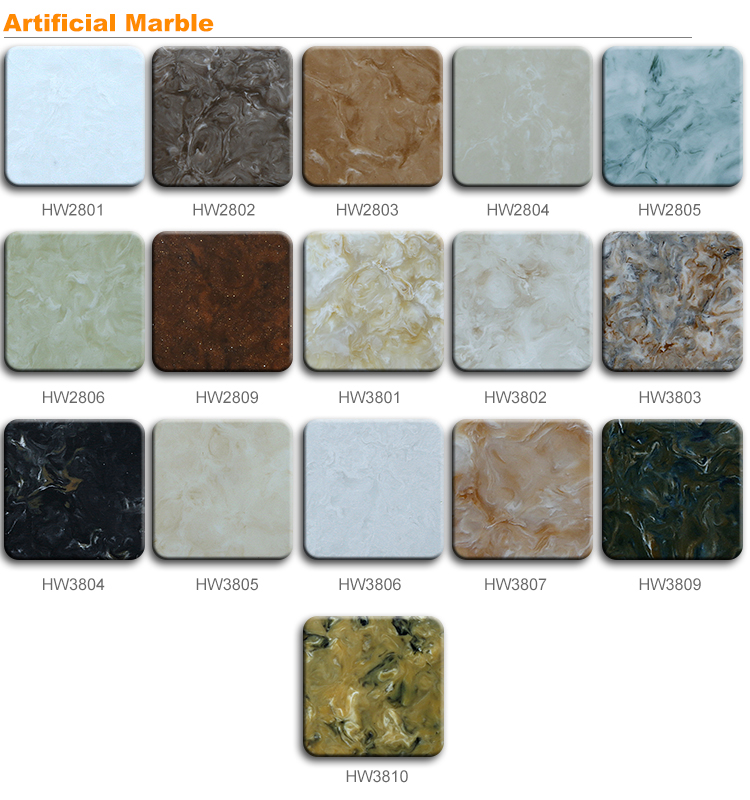 Hojas de tipo piedra artificial de superficie sólida acrílica para encimeras de cocina, paredes, tocadores de baño y más