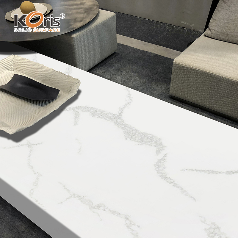 Encimeras de superficie de trabajo de acrílico de mármol artificial blanco de superficie sólida de láminas de acrílico Koris antiamarillo