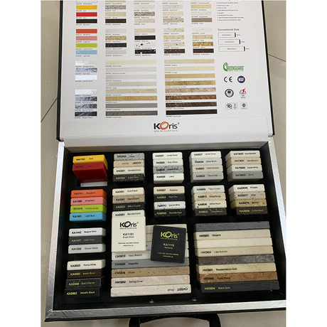 Losa de cuarzo Hoja de piedra artificial Encimeras de superficie sólida negra acrílica