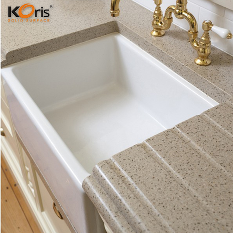 Fregadero de cocina de losas de piedra de superficie sólida de acrílico de diseño moderno